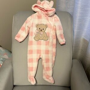 Pink Plaid Bear Onesie